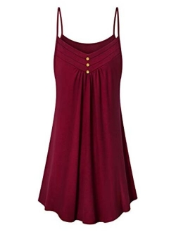 Viracy Women's Summer Casual Spaghetti Strap V Neck Knee Length Flowy Cami Dress