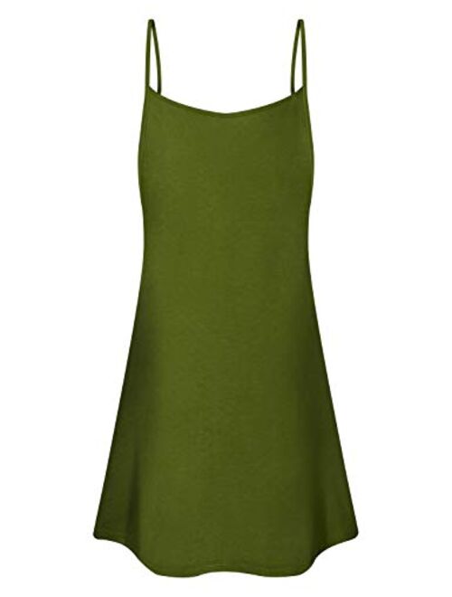 Viracy Women's Summer Casual Spaghetti Strap V Neck Knee Length Flowy Cami Dress