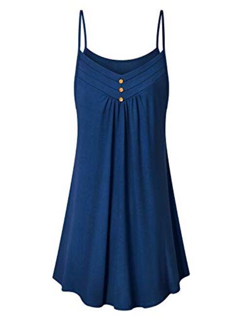 Viracy Women's Summer Casual Spaghetti Strap V Neck Knee Length Flowy Cami Dress