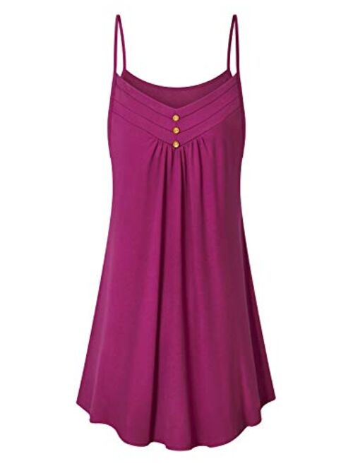 Viracy Women's Summer Casual Spaghetti Strap V Neck Knee Length Flowy Cami Dress