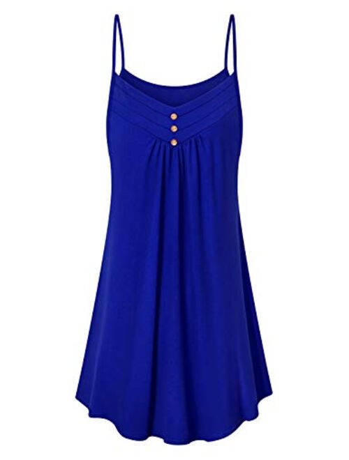 Viracy Women's Summer Casual Spaghetti Strap V Neck Knee Length Flowy Cami Dress