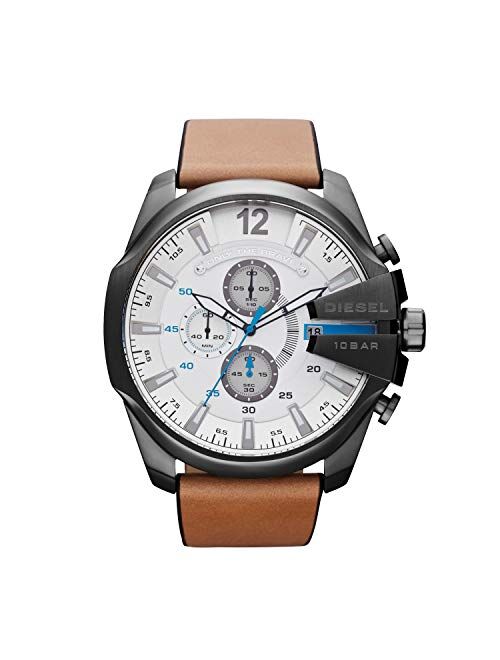 Diesel Men's DZ4280 Mega Chief Gunmetal Brown Leather Watch