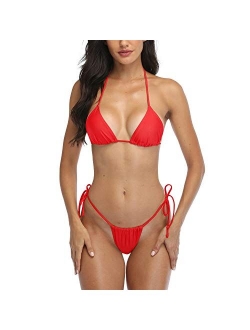 SHERRYLO Thong Tanning Bikini Swimsuit for Women Brazilian Bottom Triangle Bikinis Top Bathing Suit