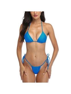 SHERRYLO Thong Tanning Bikini Swimsuit for Women Brazilian Bottom Triangle Bikinis Top Bathing Suit