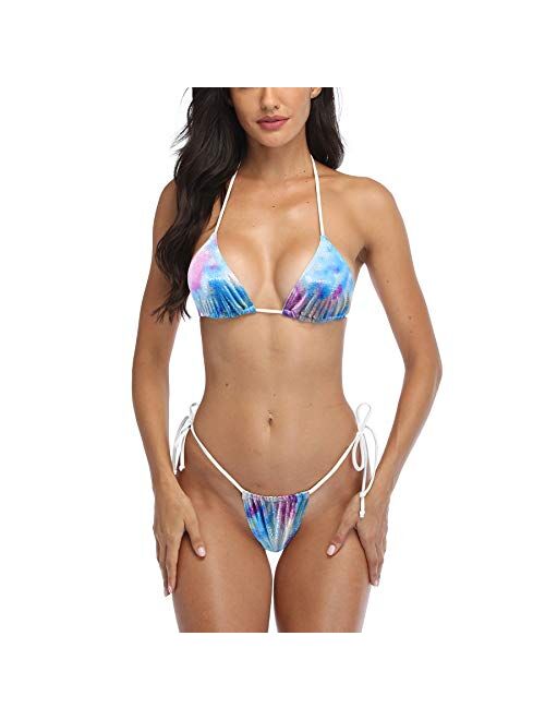 SHERRYLO Thong Tanning Bikini Swimsuit for Women Brazilian Bottom Triangle Bikinis Top Bathing Suit