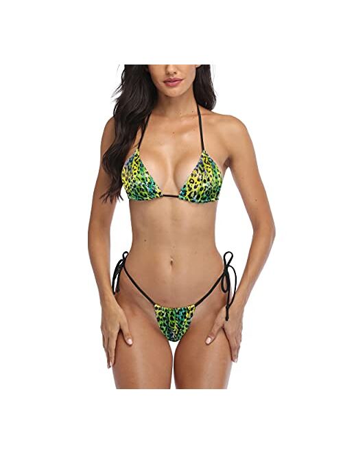 SHERRYLO Thong Tanning Bikini Swimsuit for Women Brazilian Bottom Triangle Bikinis Top Bathing Suit