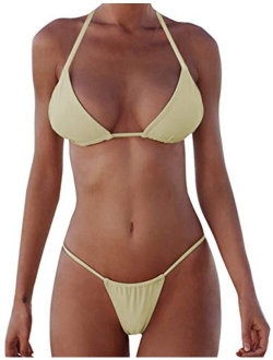 XUNYU Bikini Set Bandage Solid Brazilian Swimwear Two Pieces Swimsuit Padded Thong Tanning Bathing Suits