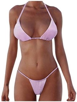 XUNYU Bikini Set Bandage Solid Brazilian Swimwear Two Pieces Swimsuit Padded Thong Tanning Bathing Suits