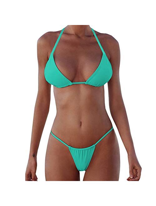 XUNYU Bikini Set Bandage Solid Brazilian Swimwear Two Pieces Swimsuit Padded Thong Tanning Bathing Suits