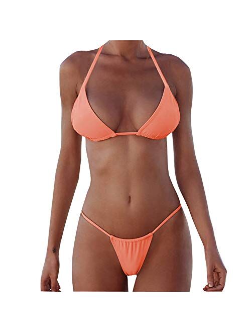 XUNYU Bikini Set Bandage Solid Brazilian Swimwear Two Pieces Swimsuit Padded Thong Tanning Bathing Suits