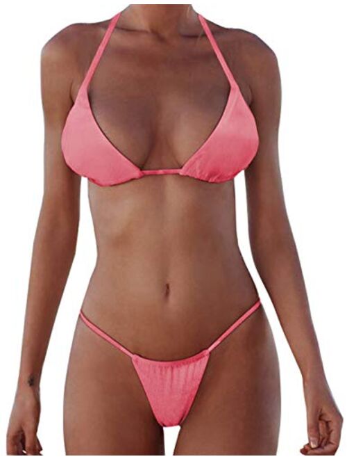 XUNYU Bikini Set Bandage Solid Brazilian Swimwear Two Pieces Swimsuit Padded Thong Tanning Bathing Suits