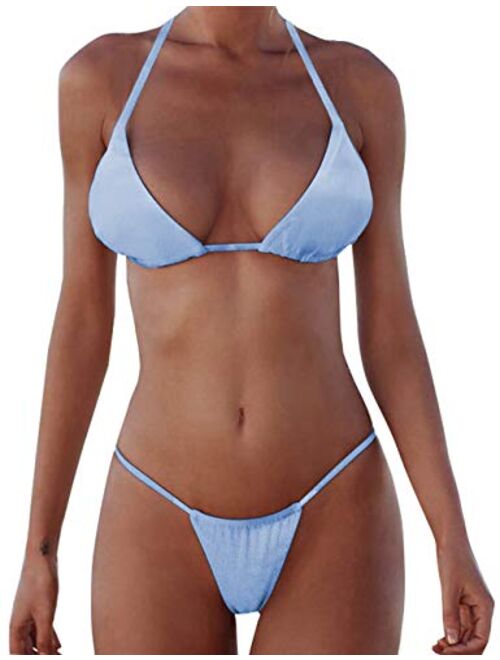 XUNYU Bikini Set Bandage Solid Brazilian Swimwear Two Pieces Swimsuit Padded Thong Tanning Bathing Suits