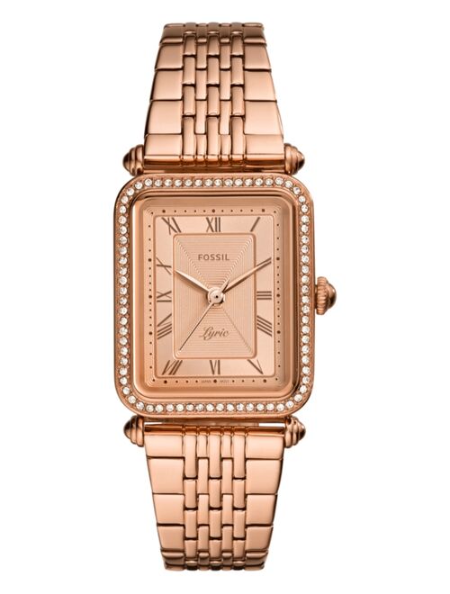 Fossil Women's Lyric Rose Gold-Tone Stainless Steel Bracelet Watch 23x28mm