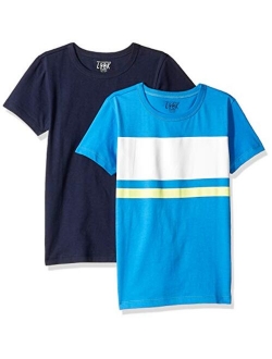 Amazon/ J. Crew Brand- LOOK by crewcuts Boys' 2-Pack Print/Solid Short Sleeve T-Shirt