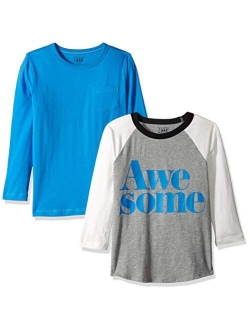 LOOK by crewcuts Boys' 2-Pack Graphic/Solid Long Sleeve T-Shirt