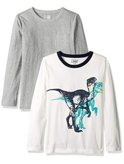 LOOK by crewcuts Boys' 2-Pack Graphic/Solid Long Sleeve T-Shirt