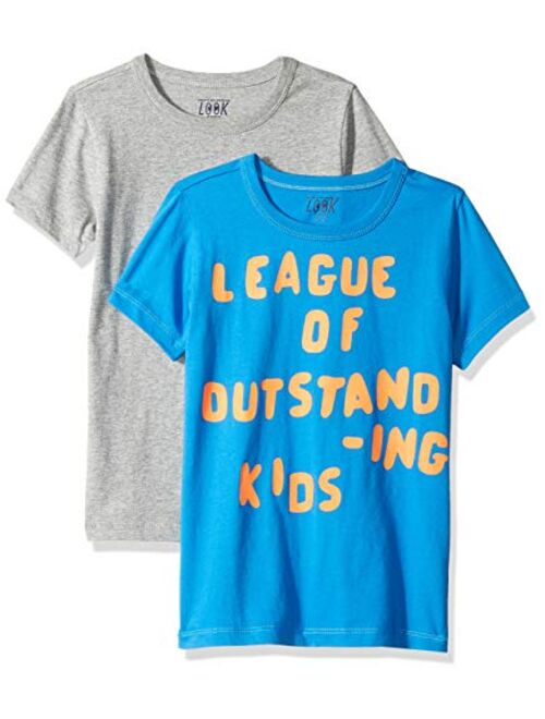 LOOK by crewcuts Boys' 2-Pack Graphic/Solid Short Sleeve T-Shirt