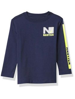 Boys' Long Sleeve Colorblock Arm Logo Tee