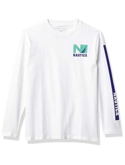 Boys' Long Sleeve Colorblock Arm Logo Tee