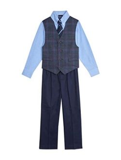 Boys' 4-Piece Set with Dress Shirt, Tie, Vest, and Pants