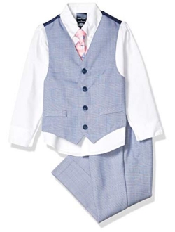 Boys' 4-Piece Set with Dress Shirt, Tie, Vest, and Pants