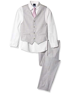 Boys' 4-Piece Set with Dress Shirt, Tie, Vest, and Pants