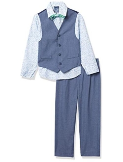 Boys' 4-Piece Set with Dress Shirt, Tie, Vest, and Pants