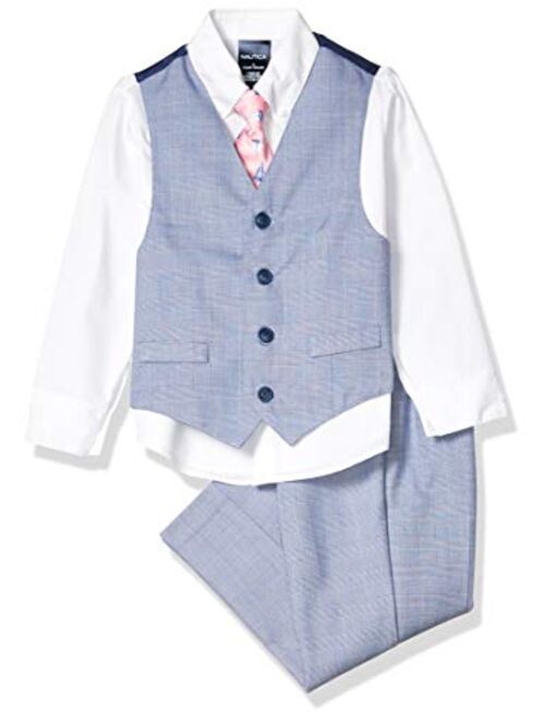 Nautica Boys' 4-Piece Set with Dress Shirt, Tie, Vest, and Pants