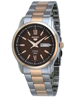 5 SNKP18 K1 Men's Two-Tone Rose Stainless Steel Brown Dial Automatic Analog Watch