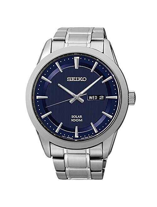 Seiko Solar Mens Analog Solar Watch with Stainless Steel Bracelet SNE361P1