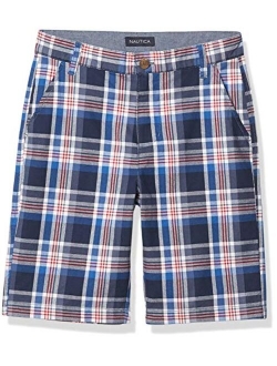 Boys' Flat Front Plaid Shorts