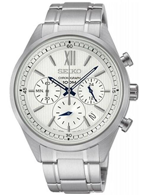 Seiko Neo Sport SSB153 P1 Silver with White Dial Stainless Steel Men's Quartz Chronograph Watch