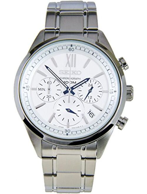 Seiko Neo Sport SSB153 P1 Silver with White Dial Stainless Steel Men's Quartz Chronograph Watch