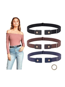 3 Pieces No Buckle Belts SUOSDEY Women Buckle Free Belt Invisible Elastic Belt for Jeans Pants