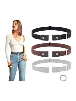 3 Pieces No Buckle Belts SUOSDEY Women Buckle Free Belt Invisible Elastic Belt for Jeans Pants