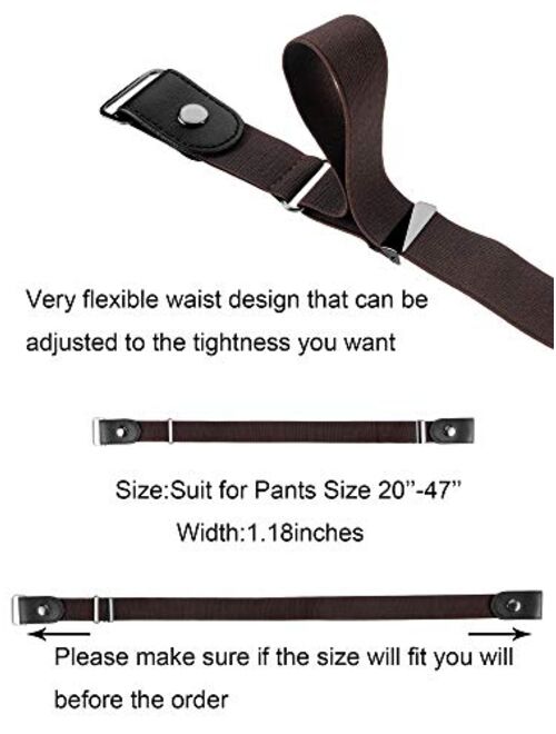 4 Pieces No Buckle Free Belt Stretch Invisible Elastic Belt with 4 Pieces Buckles for Jeans Pants