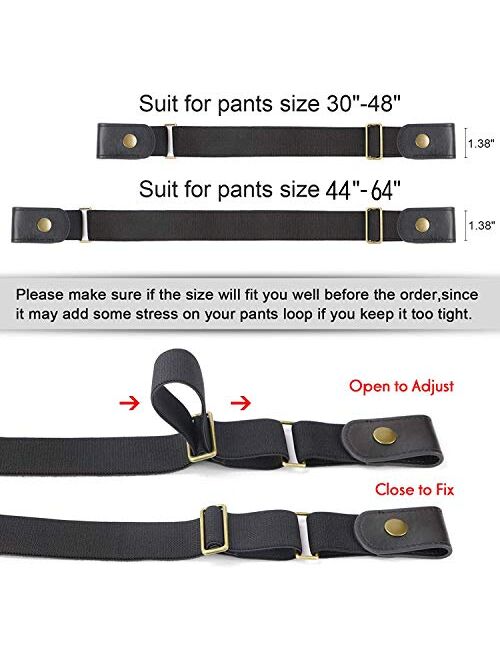 No Buckle Show Belt for Men Buckle Free Belt Belt Stretch for Jeans Pants 1.38 Inches Wide