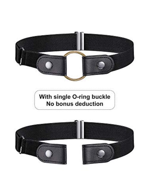 6 Pieces No Buckle Free Belt Stretch Elastic Invisible Buckless Belt for Jeans Pants