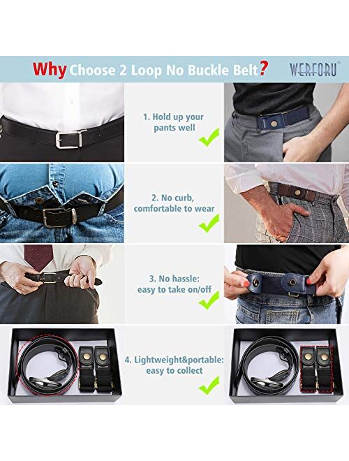 Buy WERFORU 2 Pack No Buckle Free Elastic Belt for Women Men 2