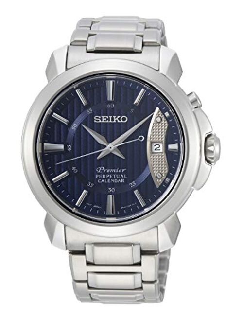 Seiko Premier Mens Analog Quartz Watch with Stainless Steel Bracelet SNQ157P1