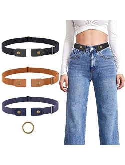 3 Pack No Buckle Stretch Women Buckle Free Belt Invisible Elastic Waist Belts for Jeans Dresses