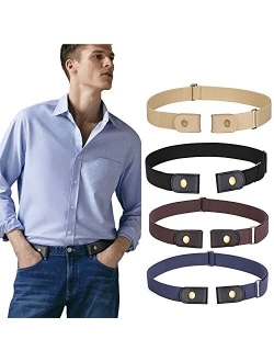 WERFORU 4 Pack Men No Buckle Show Belt Buckle Free Stretch Belt for Jeans Pants 1.38 Inches Wide