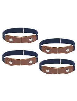 Kids No Buckle Belt (4-Pack) Designer Comfort for Boys and Girls | Elastic Stretch Fit | Supports Independent Toddlers