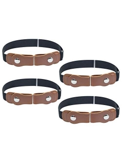 Kids No Buckle Belt (4-Pack) Designer Comfort for Boys and Girls | Elastic Stretch Fit | Supports Independent Toddlers