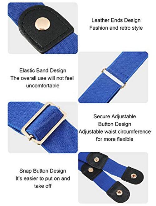 4 Pieces No Buckle Free Belt Buckless Belt Invisible Elastic Stretch Belt Unisex for Jeans Pants (Color 4)