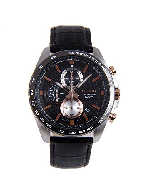 Seiko Black Dial Mens Chronograph Watch SSB265