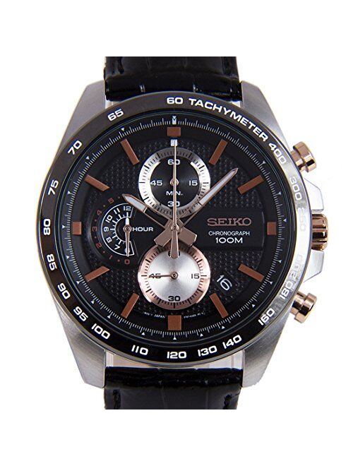 Seiko Black Dial Mens Chronograph Watch SSB265