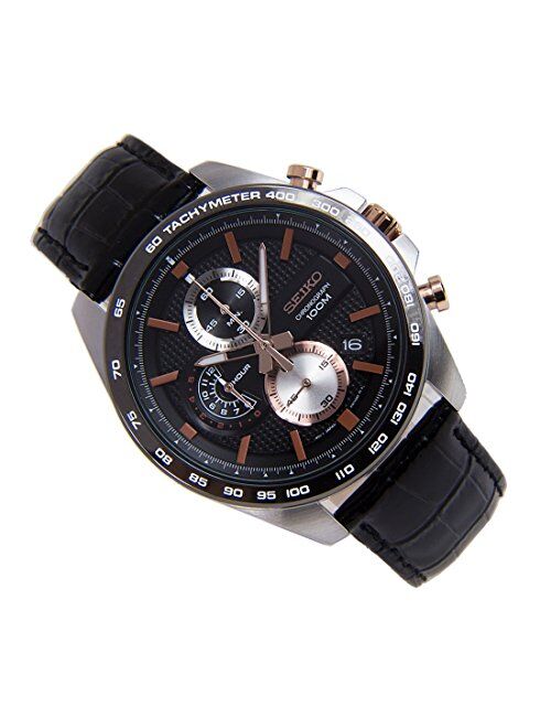 Seiko Black Dial Mens Chronograph Watch SSB265