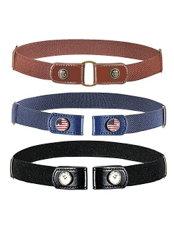 3 Pack Elastic Buckle Free Belts for Kids Adjustable Boys Girls Stretch Belt