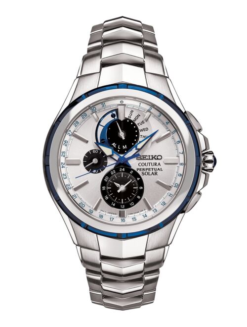 Seiko Men's Solar Coutura Chronograph Stainless Steel Bracelet Watch 44mm